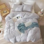 mixinni Striped Comforter Set Full Size - Grey White Stripes Pattern Bedding Set for Women and Men, 3 Pieces Lightweight Bed Sets for All Seasons (1 Soft Fluffy Comforter + 2 Pillowcases) - Image 7
