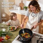 DishDelight Induction Pots and Pans Set Non Stick, 12 Piece Nonstick Kitchen Cookware Sets, Nonstick Granite Cooking Set Induction Pots and Pans, Induction Cookware Sets with Frying Pans, Black - Image 6