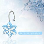 Christmas Shower Curtain Hooks,12PCS Anti-Rust Snowflake Decorative Shower Rings for Bathroom Shower Curtains Rods (Blue) - Image 5