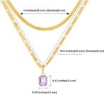 Mesovor Gold Crystal Layered Necklaces for Women Trendy, 18K Gold Plated Statement Crystal Pendant Necklace | Birthstone Necklace Jewelry Gifts - Image 3