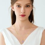 Mesovor Gold Crystal Layered Necklaces for Women Trendy, 18K Gold Plated Statement Crystal Pendant Necklace | Birthstone Necklace Jewelry Gifts - Image 6