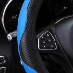 Car Steering Wheel Cover, 15 inch Carbon Fiber Microfiber PU Leather Elastic Steering Wheel Protector for Men Women, Anti-Slip Breathable Car Interior Accessories for Most Cars (Blue) - Image 3