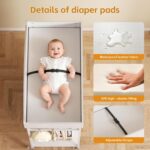 DTK Changing Table Dresser with Clothing Rack and Storage Shelf,3-Drawer Baby Dresser with Changing Table Top,Diaper Changing Station with Waterproof Pad,Mobile Dresser for Nursery,White - Image 7