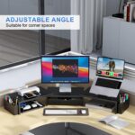 gianotter Dual Monitor Stand Riser, Desk Organizer With Drawer and 2 Pen Holders, Computer Monitor Stand, Shelf for Top of Desk, Black - Image 6