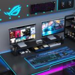 gianotter Dual Monitor Stand Riser, Desk Organizer With Drawer and 2 Pen Holders, Computer Monitor Stand, Shelf for Top of Desk, Black - Image 8