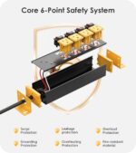 CCCEI Heavy Duty Surge Protector Power Strip 20 Amp Individual Switches. Industrial GFCI Multiple Outlets Extender 12 Gauge 6 FT Extension Cord. Yellow High-Amp 4 Plugs for Shop Garage Kitchen. - Image 3