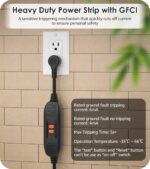 CCCEI Heavy Duty Surge Protector Power Strip 20 Amp Individual Switches. Industrial GFCI Multiple Outlets Extender 12 Gauge 6 FT Extension Cord. Yellow High-Amp 4 Plugs for Shop Garage Kitchen. - Image 5