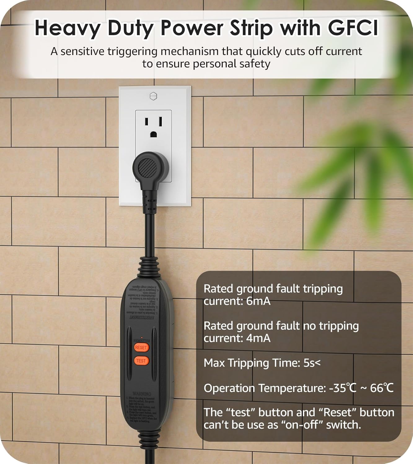 CCCEI Heavy Duty Surge Protector Power Strip 20 Amp Individual Switches. Industrial GFCI Multiple Outlets Extender 12 Gauge 6 FT Extension Cord. Yellow High-Amp 4 Plugs for Shop Garage Kitchen. - Image 5