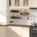 PUSDON Hanging Storage Baskets Organizer Wall Mount, Metal Wire Storage Bin Rack for Kitchen Bathroom Shower Spice Shelf Home Decor Essentials Black-2 Packs (Netting) - Image 5