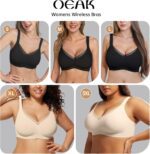 OEAK Womens Wireless Bras V Mesh Comfortable Bralette Supportive Tshirt Bra No Underwire Seamless Push Up Everyday Bras - Image 5