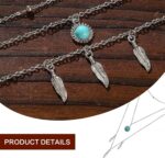 3 Pcs Western Jewelry for Women,Bohemian Turquoise Dangle Earrings,Bullhead Pendant Layered Choker,Boho Faux Leather Wristband,Country Concert Cowgirl Accessories,Jewelry for Women - Image 4