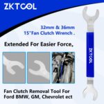 ZKTOOL Fan Clutch Wrench Set,32mm & 36mm Clutch Fan Tool Wrench,Water Pump Pulley Holder Removal Tool For BMW, Ford, GM, dodge,Chevrolet,jeep Fan Clutch Removal Kit,Water Pump Holder. - Image 3