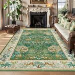 GarveeHome Forest Rugs 5x7 Living Room Rug Non Slip Washable Stain Resistant 5x7 Washable Rugs Jungle Animal Print Low Pile Soft Holiday Decor Carpet for Bedroom Laundry Room,Green - Image 5