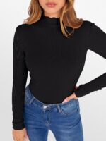 ANRABESS Women's Lettuce Trim Mock Neck Long Sleeve Tops 2025 Casual Dressy Ribbed Knit Slim Fit Tee Shirt Fall Layer Outfits - Image 3