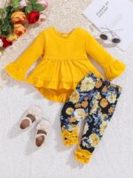 Baby Girl Clothes Infant Toddler Girl Outfit Long Sleeve Shirts Top Rufffle Pants Little Girls Clothes - Image 3