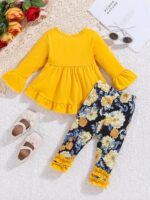 Baby Girl Clothes Infant Toddler Girl Outfit Long Sleeve Shirts Top Rufffle Pants Little Girls Clothes - Image 4