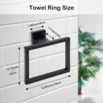 Matte Black Towel Ring,Square Hand Towel Holder,Towel Hanger, Bathroom Hardware Accessories,Stainless Steel Wall-Mounted Towel Hoder - Image 6