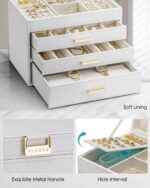 Vlando 4 Layer Large Jewelry Box - Jewelry Holder Organizer, Jewelry Box Organizer for Drawer Necklace Ring Bracelet and Watch, Birthday Gift for Loved Ones - White - Image 5