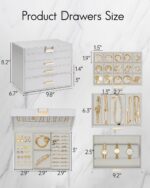 Vlando 4 Layer Large Jewelry Box - Jewelry Holder Organizer, Jewelry Box Organizer for Drawer Necklace Ring Bracelet and Watch, Birthday Gift for Loved Ones - White - Image 6
