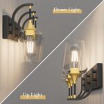 Ralbay Black/Gold Vanity Light Fixtures 3-Lights Industrial Black/Gold Bathroom Vanity Light with Clear Glass Vintage Edison Bathroom Wall Lighting Fixtures - Image 4