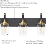 Ralbay Black/Gold Vanity Light Fixtures 3-Lights Industrial Black/Gold Bathroom Vanity Light with Clear Glass Vintage Edison Bathroom Wall Lighting Fixtures - Image 6