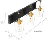 Ralbay Black/Gold Vanity Light Fixtures 3-Lights Industrial Black/Gold Bathroom Vanity Light with Clear Glass Vintage Edison Bathroom Wall Lighting Fixtures - Image 7