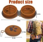 Collapsible Dog Bowls, 2-in-1 Silicone Pet Food and Water Bowl with Carabiner, Portable Double Compartment Dish for Travel, Camping, Hiking Puppy Essentials (Brown) - Image 6