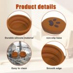 Collapsible Dog Bowls, 2-in-1 Silicone Pet Food and Water Bowl with Carabiner, Portable Double Compartment Dish for Travel, Camping, Hiking Puppy Essentials (Brown) - Image 7