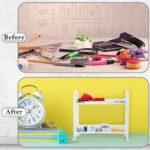 Desktop Rack Cosmetic Stationery Storage Holder, 2-Tier Multifunctional Plastic Shelf Makeup Organizer for Skincare Office Kitchen Bedroom Bathroom Home (White) - Image 6