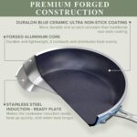 Nuwave Healthy Duralon Blue Ceramic Nonstick Cookware Set, Diamond Infused Scratch-Resistant, PFAS Free, Dishwasher & Oven Safe, Induction Ready & Evenly Heats, Tempered Glass Lids & Stay-Cool Handles - Image 3