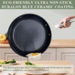 Nuwave Healthy Duralon Blue Ceramic Nonstick Cookware Set, Diamond Infused Scratch-Resistant, PFAS Free, Dishwasher & Oven Safe, Induction Ready & Evenly Heats, Tempered Glass Lids & Stay-Cool Handles - Image 6
