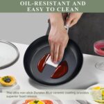 Nuwave Healthy Duralon Blue Ceramic Nonstick Cookware Set, Diamond Infused Scratch-Resistant, PFAS Free, Dishwasher & Oven Safe, Induction Ready & Evenly Heats, Tempered Glass Lids & Stay-Cool Handles - Image 8