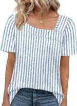 WIHOLL Womens Summer Tops Short Sleeve Shirts Square Neck Spring Outfits 2026 Fashion Clothing Blouses - Image 3