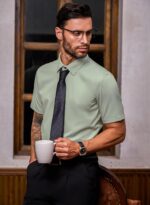 JMIERR Men's Casual Button Down Shirts Wrinkle-Free Short Sleeve Business Dress Shirt - Image 5