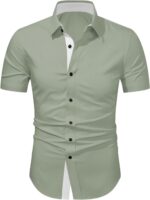 JMIERR Men's Casual Button Down Shirts Wrinkle-Free Short Sleeve Business Dress Shirt - Image 7