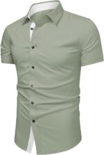 JMIERR Men's Casual Button Down Shirts Wrinkle-Free Short Sleeve Business Dress Shirt - Image 9