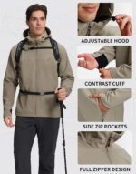 Pioneer Camp Men's Lightweight Softshell Waterproof Jacket Hooded Fleece Lined Windbreaker Rain Shell Jackets Hiking Outdoor - Image 5