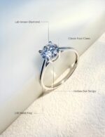 1-3 Carat Lab Grown Diamond Engagement Ring 14K White Gold,IGI Certified Round Cut (D-E Color VS1-VS2) Classic 4-Prong Ring for Women,Wedding Ring - Image 4