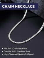 Bandmax Solid Stainless Steel 2MM/4MM/6MM/8MM Flat Box Link Chains for Men Women Silver/Gold/Black Rolo Cable Chain Necklaces Length 14"-30", Gift Packed - Image 9