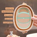 Makeup Brush Cleaner Mat,3 in 1 Upgraded Foldable Silicone Makeup Brush Cleaner Cosmetic Brush Cleaner Makeup Brush Scrubber Bowl for Cleaning, Organizer And Upside Down Drying(Foldable Khaki) - Image 5