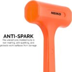 NEIKO 02847A 2 LB Dead Blow Hammer, Neon Orange | Unibody Molded | Checkered Grip | Spark and Rebound Resistant - Image 6