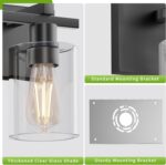 Espird Bathroom Vanity Light,3 Light Matte Black Light Fixture with Thickened Clear Glass Shade, 21 inch Modern Wall Sconce, Bathrooms Vanity Light Over Mirror for Bathroom - Image 4