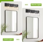 Espird Bathroom Vanity Light,3 Light Matte Black Light Fixture with Thickened Clear Glass Shade, 21 inch Modern Wall Sconce, Bathrooms Vanity Light Over Mirror for Bathroom - Image 5