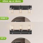 Espird Bathroom Vanity Light,3 Light Matte Black Light Fixture with Thickened Clear Glass Shade, 21 inch Modern Wall Sconce, Bathrooms Vanity Light Over Mirror for Bathroom - Image 6