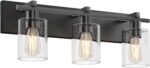 Espird Bathroom Vanity Light,3 Light Matte Black Light Fixture with Thickened Clear Glass Shade, 21 inch Modern Wall Sconce, Bathrooms Vanity Light Over Mirror for Bathroom - Image 10