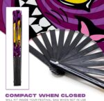 GloFX Large Hand Fan - Alice in Wonderland Cheshire Cat Fan - Bamboo Folding Fans for Rave Accessories and Festival Essentials - Image 3