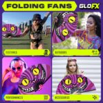 GloFX Large Hand Fan - Alice in Wonderland Cheshire Cat Fan - Bamboo Folding Fans for Rave Accessories and Festival Essentials - Image 4