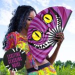 GloFX Large Hand Fan - Alice in Wonderland Cheshire Cat Fan - Bamboo Folding Fans for Rave Accessories and Festival Essentials - Image 6
