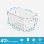 Clear Pantry Organizer Bins, Plastic Organizers & Storage Containers, Cabinet Organizer, Home Organization Must Haves for Kitchen, Laundry Room, Office, Closet & Freezer (4 Pack) - Image 4