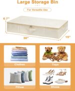 punemi Underbed wedding dress storage box, 2 Pack Clothing Storage Bags W/Upgraded Handles, Large Capacity Underbed Shoe Container Organizer for Blanket, Pillows, Comforters & Quilts, Beige - Image 6